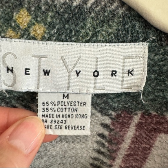 VTG‎ Style New York Y2K Womens Medium Snap Button Flannel Fleece Shacket Cabin - Picture 3 of 12